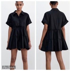 Zara Cinch Waist Shirt Dress Small